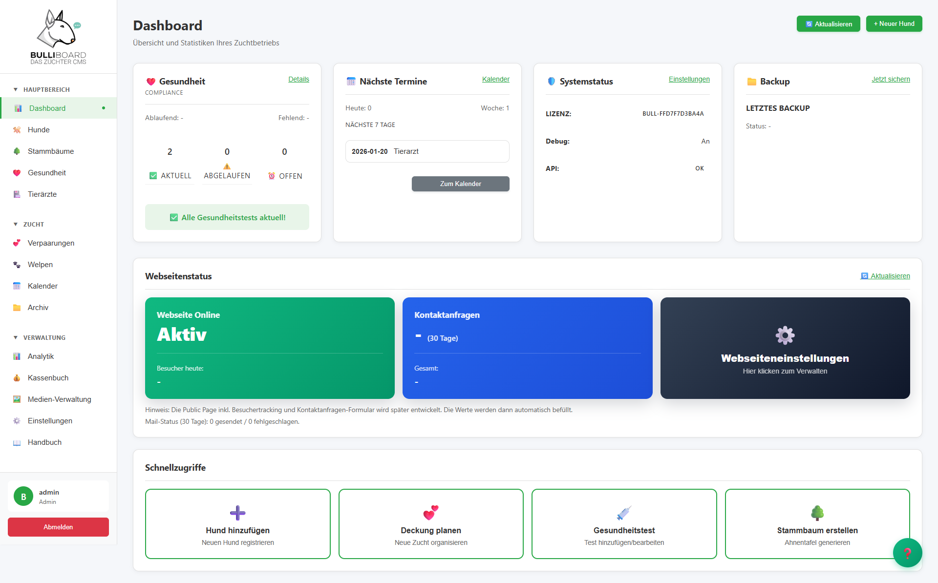 Bulliboard Dashboard